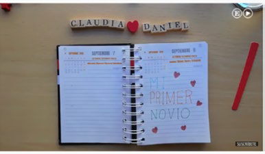 Agenda con un escrito: primer novio